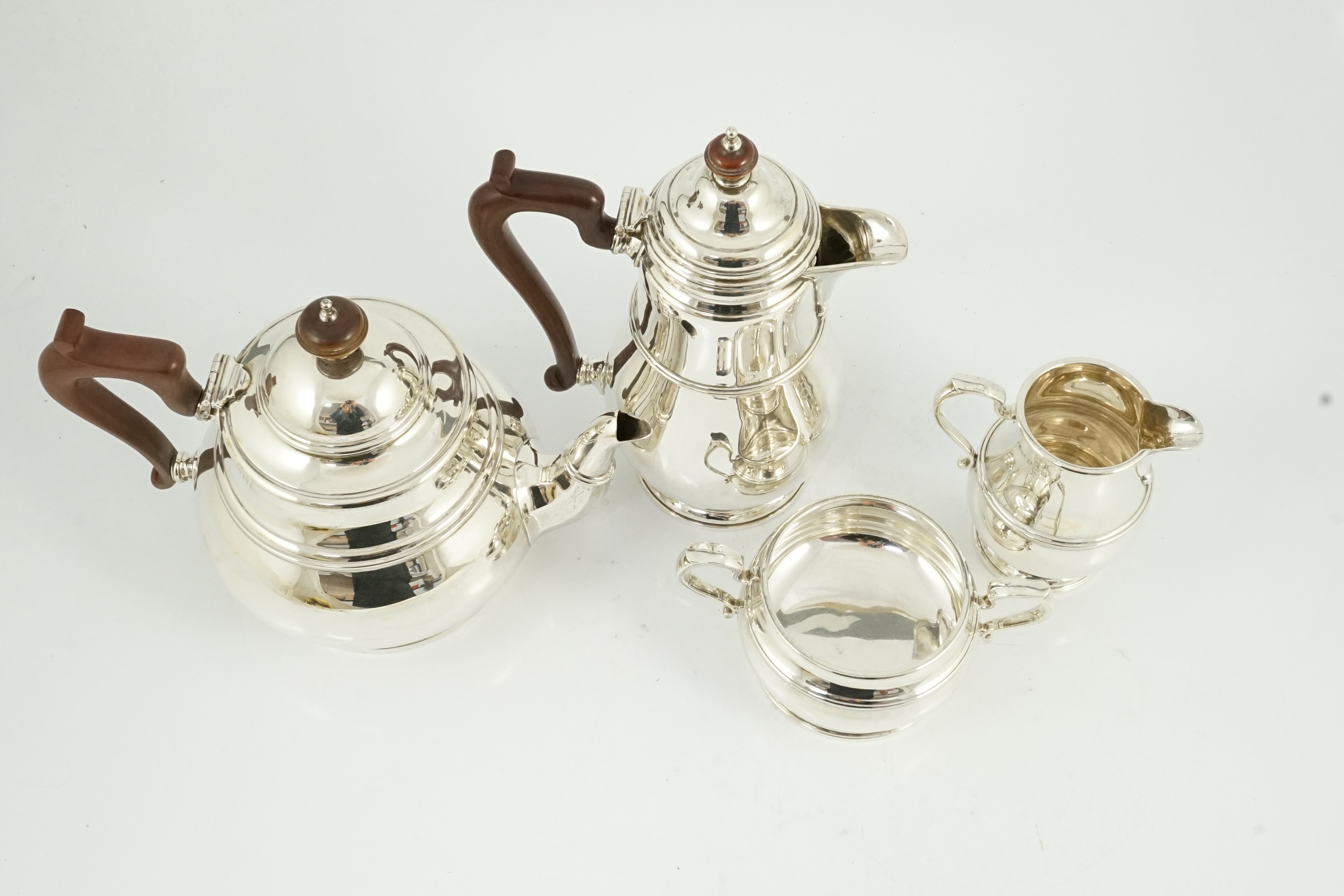 A 1930's four piece silver tea set, by F.C. Richards